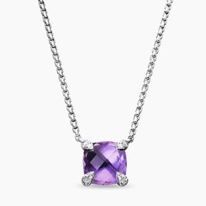 David Yurman Petite Châtelaine Pendant Necklace Silver with Amethyst & Diamonds
